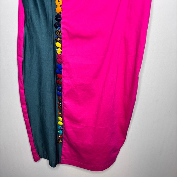 Guy Laroche Paris Dress Size M/L Color Block Novelty Buttons 90s‎ Y2K Vintage - Picture 8 of 12